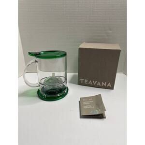 Teavana PERFECTEA MAKER NEW IN BOX 16 Oz Oval Tea Infuser Green Lid Coaster